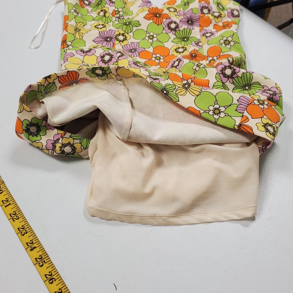 Zara Womens 70S Floral Mini Babydoll Dress Size M Sleeveless Fitted Multicolor - Picture 11 of 13
